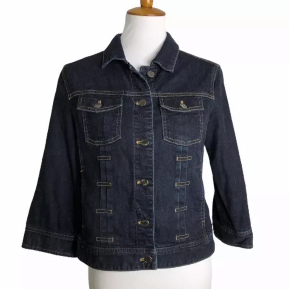 J.Jill Denim Jacket 3/4 Sleeve Button Sz. XS